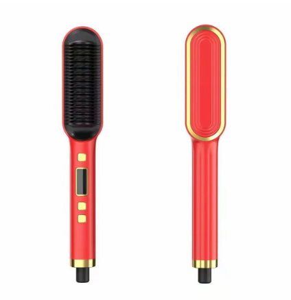 LCD Hair Straightening Comb with Dual-Use Curling Iron